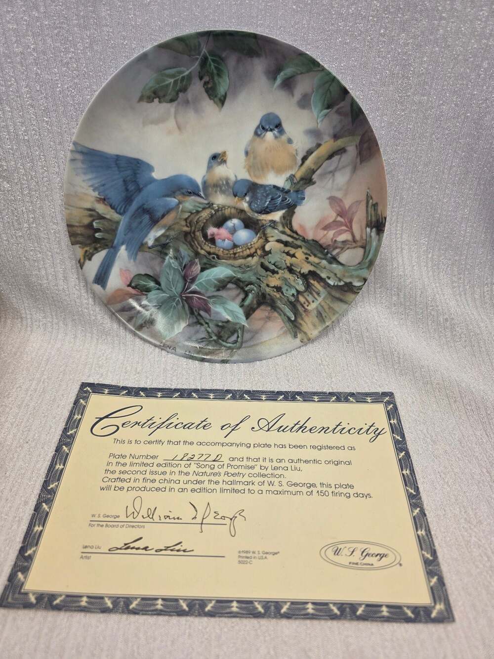 W.S. George Song of Promise Collector Plate by Lena Liu with Certificate